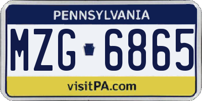 PA license plate MZG6865
