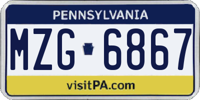 PA license plate MZG6867