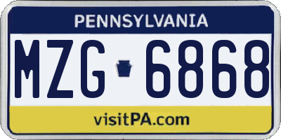 PA license plate MZG6868