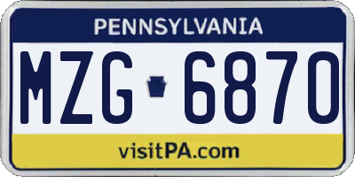PA license plate MZG6870
