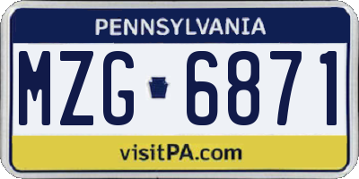 PA license plate MZG6871