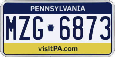 PA license plate MZG6873
