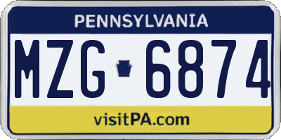 PA license plate MZG6874