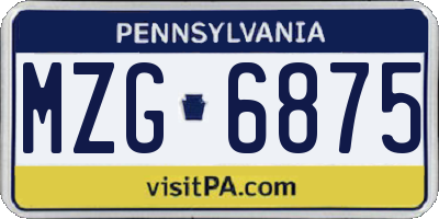 PA license plate MZG6875