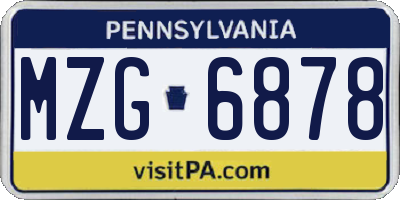 PA license plate MZG6878