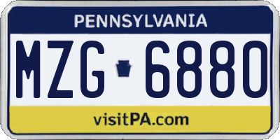 PA license plate MZG6880