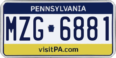PA license plate MZG6881