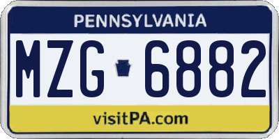PA license plate MZG6882
