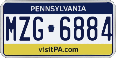 PA license plate MZG6884