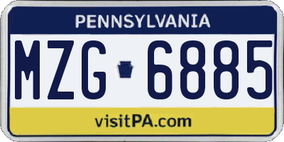 PA license plate MZG6885