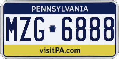 PA license plate MZG6888