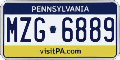 PA license plate MZG6889