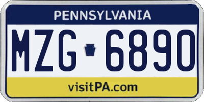 PA license plate MZG6890