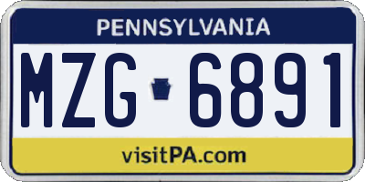 PA license plate MZG6891