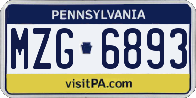 PA license plate MZG6893
