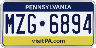 PA license plate MZG6894