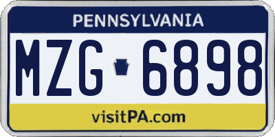 PA license plate MZG6898