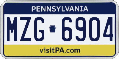 PA license plate MZG6904