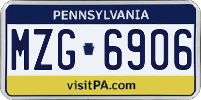 PA license plate MZG6906
