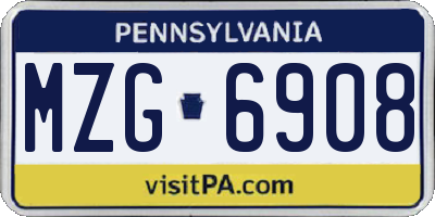 PA license plate MZG6908