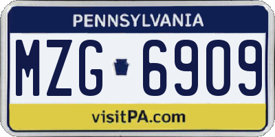 PA license plate MZG6909