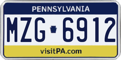 PA license plate MZG6912