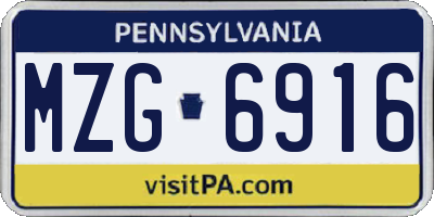 PA license plate MZG6916