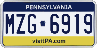 PA license plate MZG6919