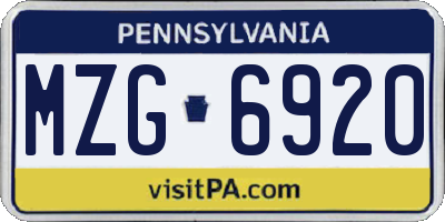 PA license plate MZG6920