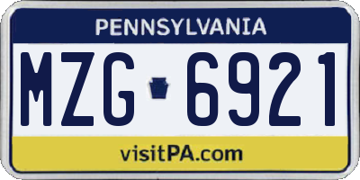 PA license plate MZG6921