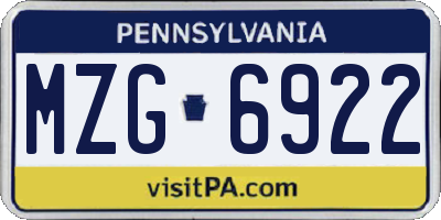 PA license plate MZG6922