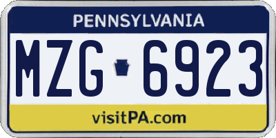 PA license plate MZG6923