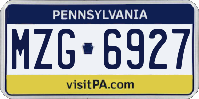 PA license plate MZG6927