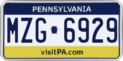 PA license plate MZG6929