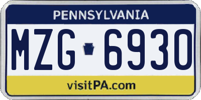 PA license plate MZG6930