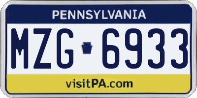 PA license plate MZG6933