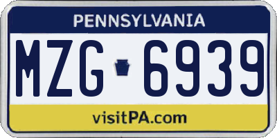 PA license plate MZG6939