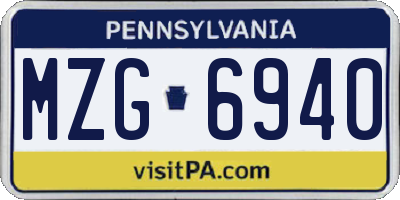 PA license plate MZG6940