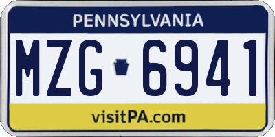 PA license plate MZG6941