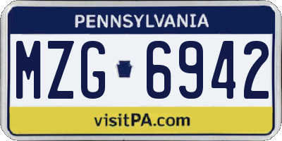 PA license plate MZG6942