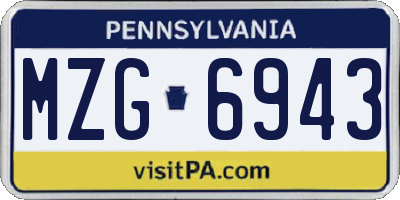 PA license plate MZG6943