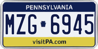 PA license plate MZG6945