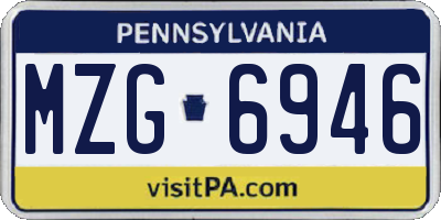 PA license plate MZG6946