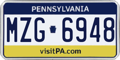 PA license plate MZG6948