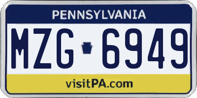 PA license plate MZG6949