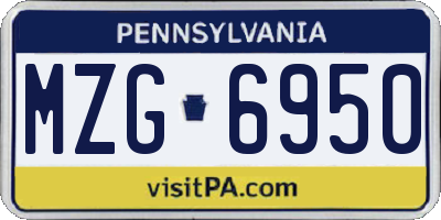 PA license plate MZG6950