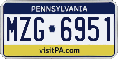 PA license plate MZG6951
