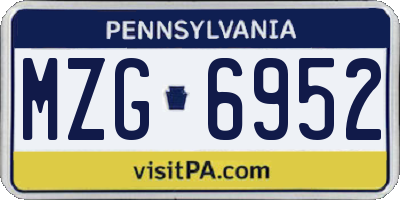 PA license plate MZG6952