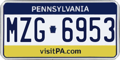 PA license plate MZG6953