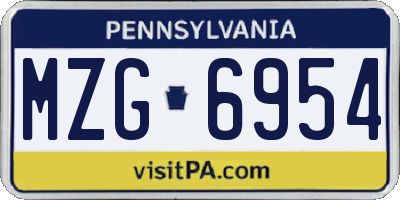 PA license plate MZG6954